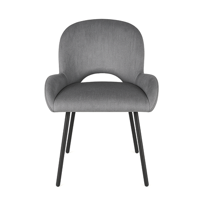Arden Grey PU Dining Chair – Contemporary Elegance with Black Metal Legs