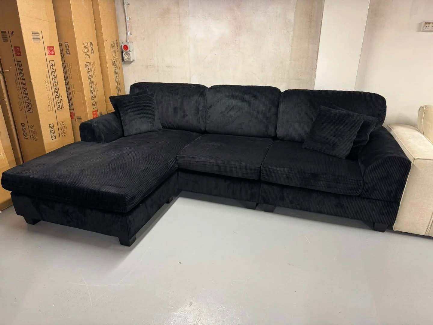 Noosa Reversible chaise corduroy sofa. Removable and washable covers