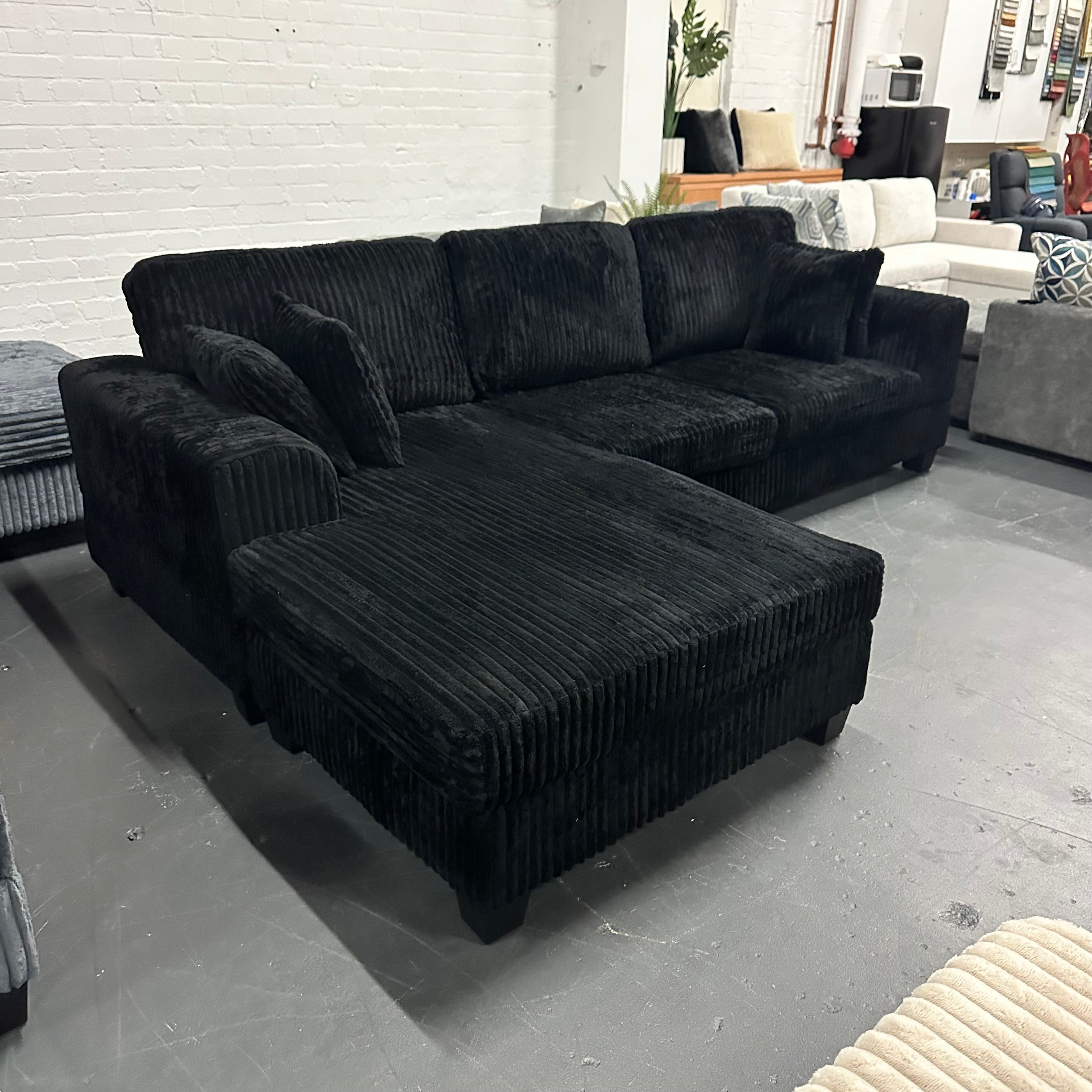 Luxury Corduroy L shape sofa. Reversible chaise