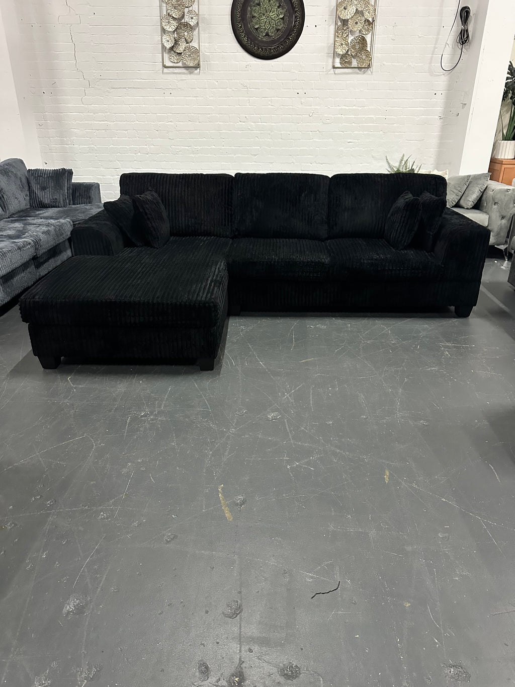 Luxury Corduroy L shape sofa. Reversible chaise