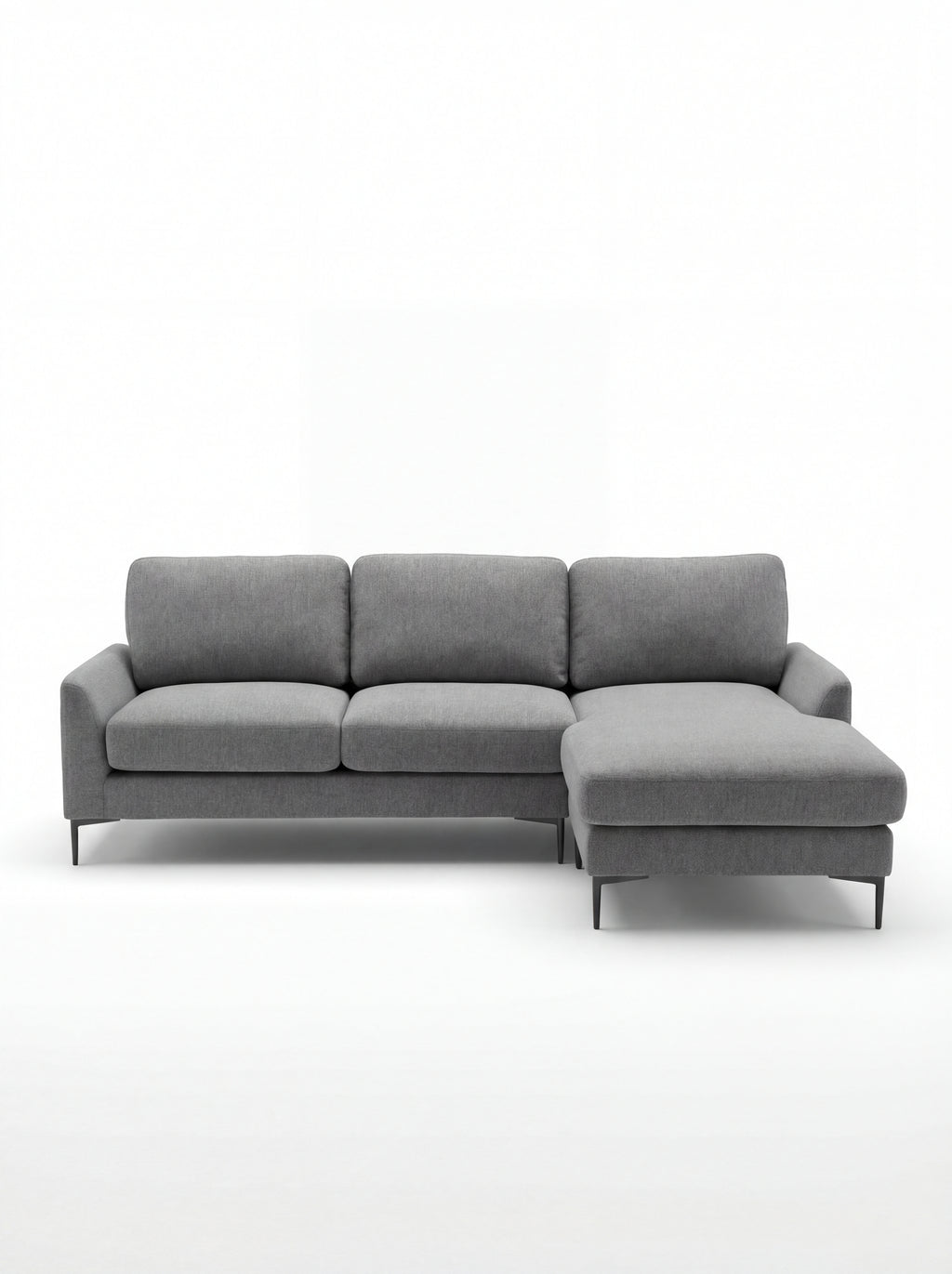 ✨ Modern L-Shape Sofa with Reversible Chaise – grey Fabric