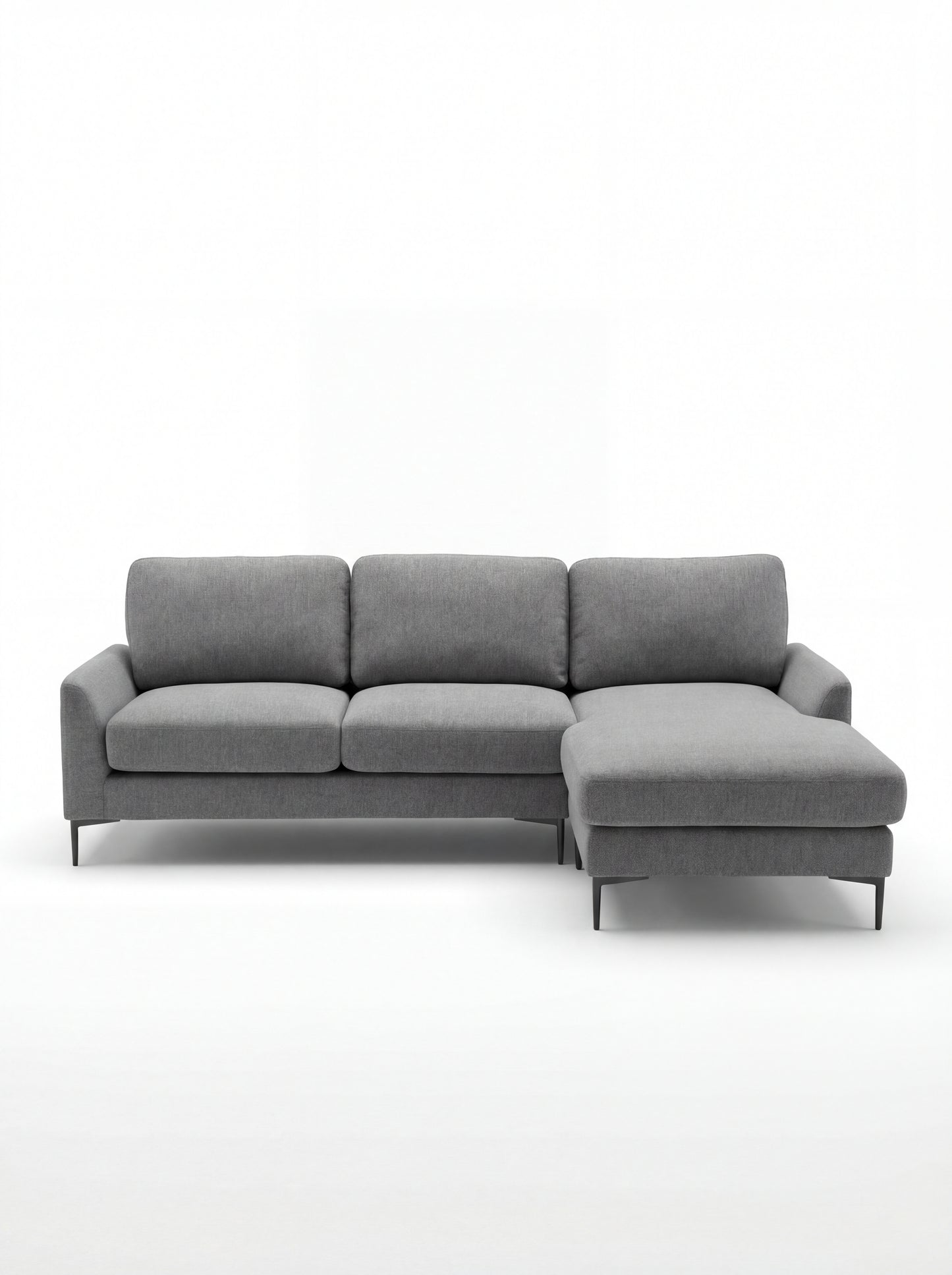 ✨ Modern L-Shape Sofa with Reversible Chaise – grey Fabric