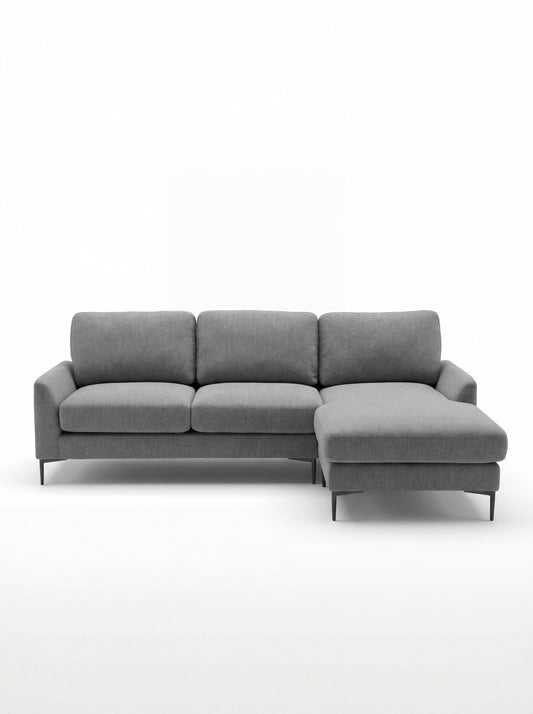 ✨ Modern L-Shape Sofa with Reversible Chaise – grey Fabric