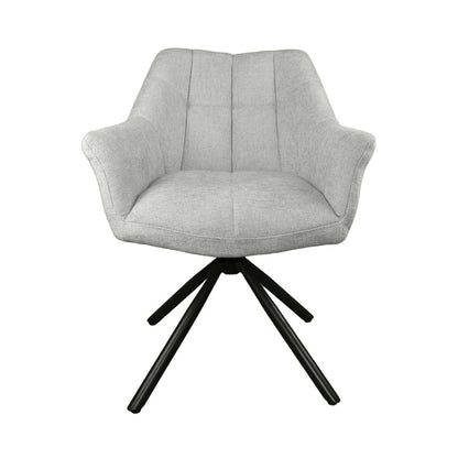 Marlow Grey Fabric Swivel Dining Chair – Modern Comfort with Black Metal Base