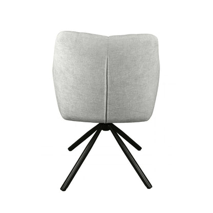 Marlow Grey Fabric Swivel Dining Chair – Modern Comfort with Black Metal Base