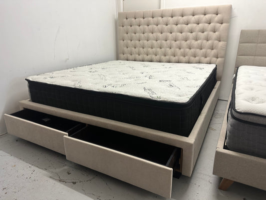 Strong and stylish king bed frame and mattress set. Delivery and installation available