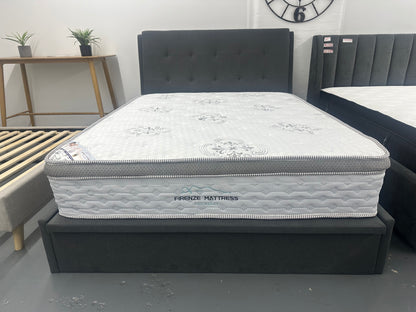 Strong Gaslift bed frame with solid base and 32cm thick top quality Firenze mattress