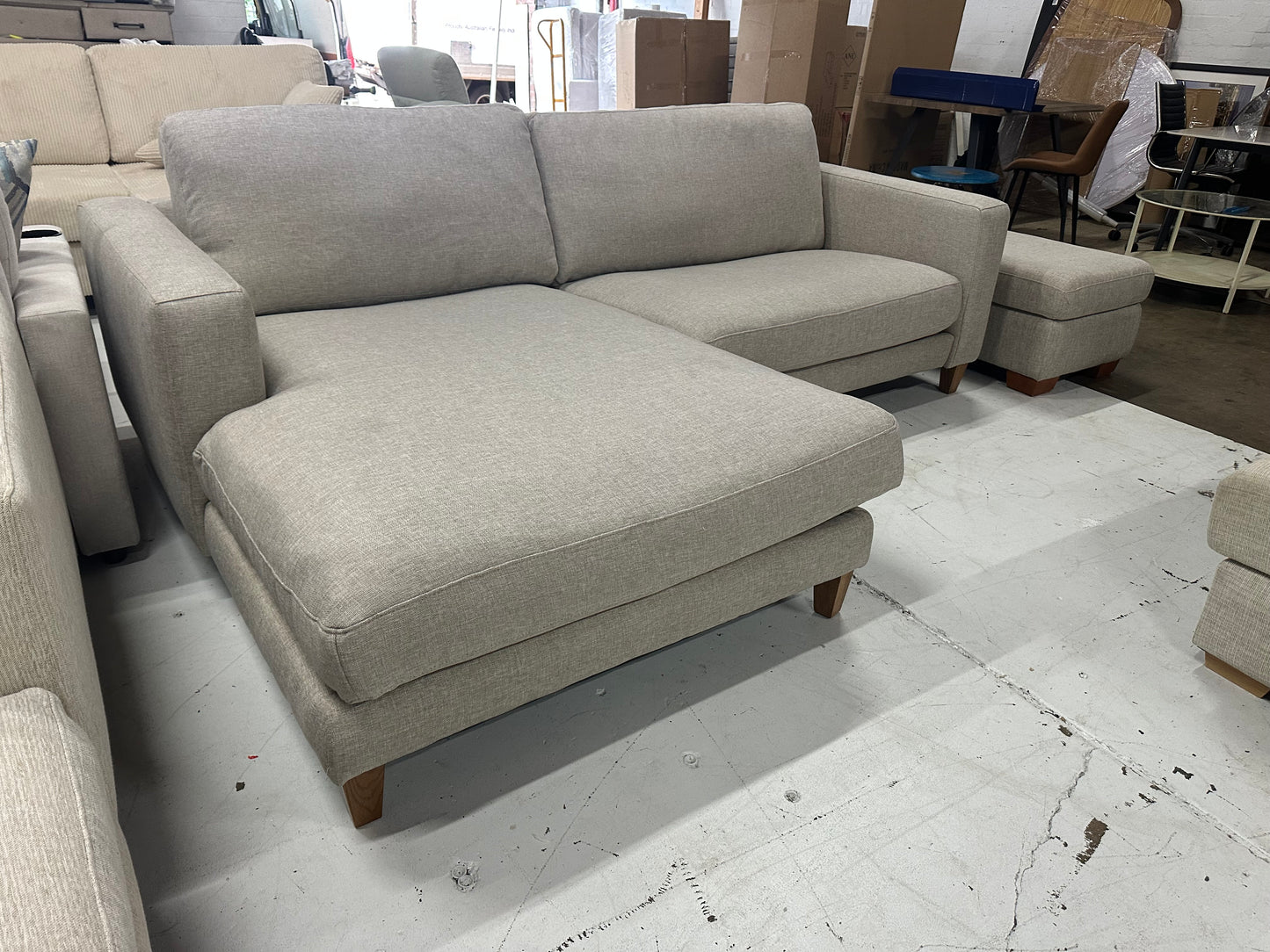 Plush sofas L shape with a matching long ottoman  Premium Modern Lounge