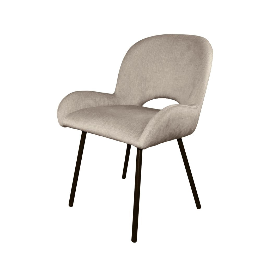 Aurora 5-Piece Round Dining Set – Black Base with White Sintered Stone Top & Beige Velvet Chairs