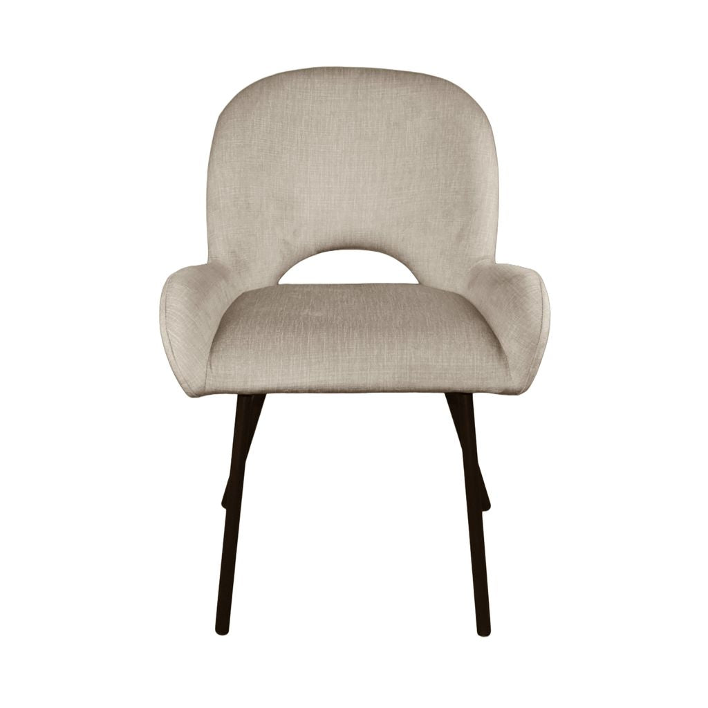 Aurora 5-Piece Round Dining Set – Black Base with White Sintered Stone Top & Beige Velvet Chairs