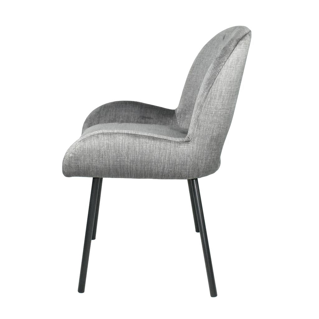 Aurora 5-Piece Round Dining Set – Black Base with White Sintered Stone Top & Grey Velvet Chairs