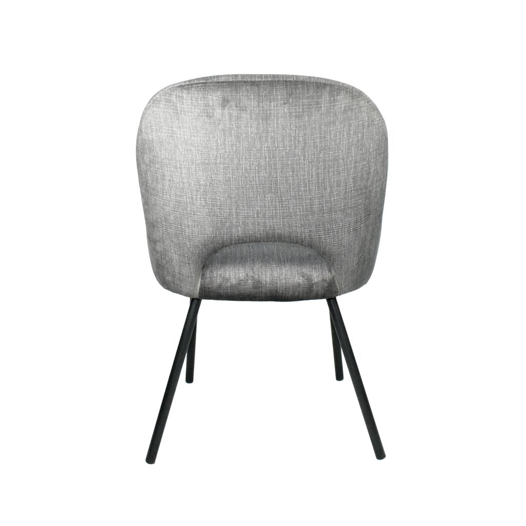Aurora 5-Piece Round Dining Set – Black Base with White Sintered Stone Top & Grey Velvet Chairs