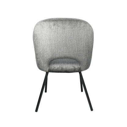 Aurora 5-Piece Round Dining Set – Black Base with White Sintered Stone Top & Grey Velvet Chairs