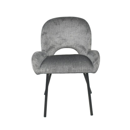 Aurora 5-Piece Round Dining Set – Black Base with White Sintered Stone Top & Grey Velvet Chairs