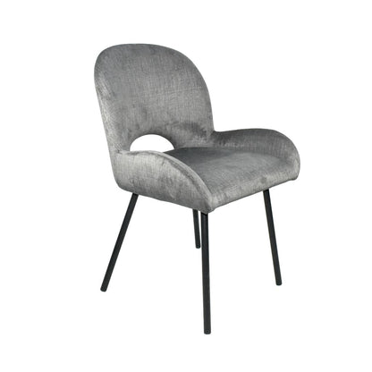 Aurora 5-Piece Round Dining Set – Black Base with White Sintered Stone Top & Grey Velvet Chairs
