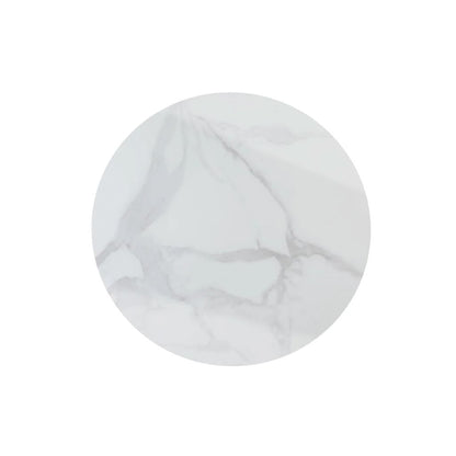 Luna Round Dining Table – White Sintered Stone Top with Black Metal Legs