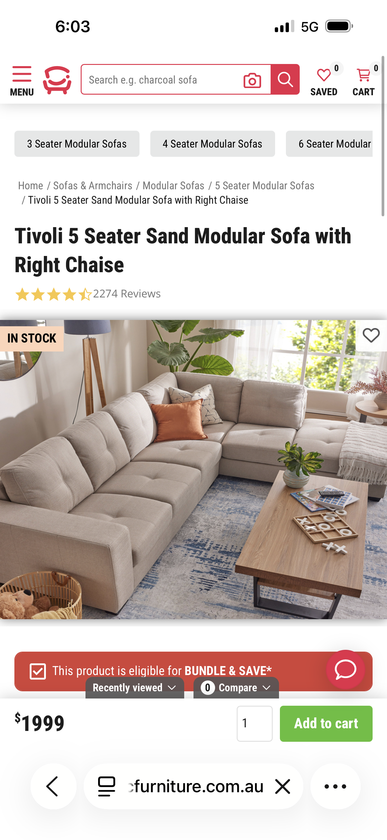 ✨ Tivoli 5 Seater Modular Sofa – As New Condition! ✨