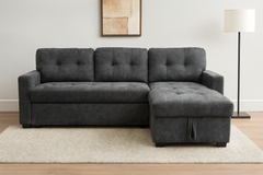 Oslo Reversible Pull-Out Sofa Bed with Storage – Charcoal Grey