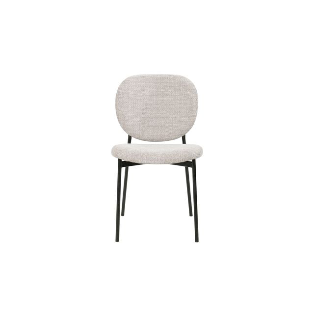 Modern Upholstered Dining Chair – Soft Grey Fabric & Black Frame