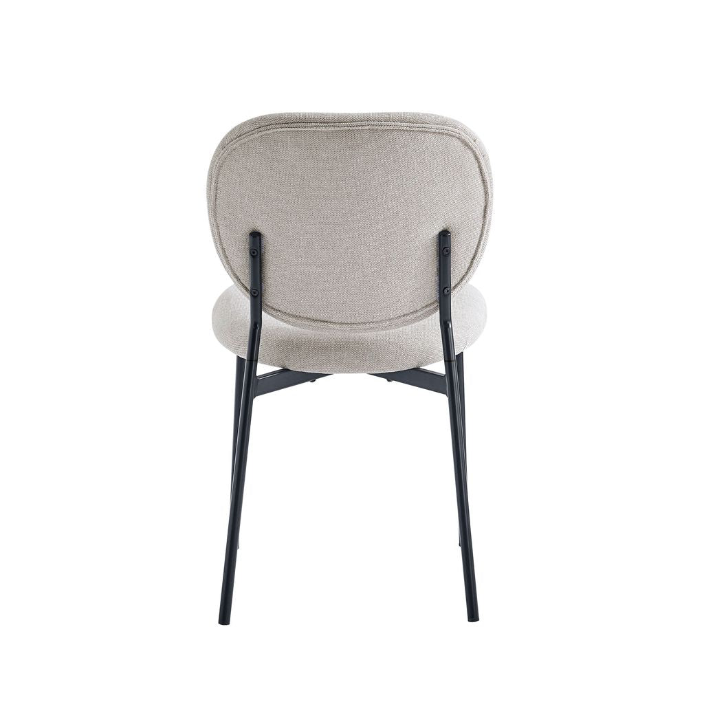 Luna 5-Piece Round Dining Set – White Sintered Stone Top with Taupe Fabric Chairs & Black Metal Base