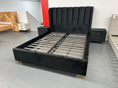 Amalfi Black Velvet Bed with Gaslift storage