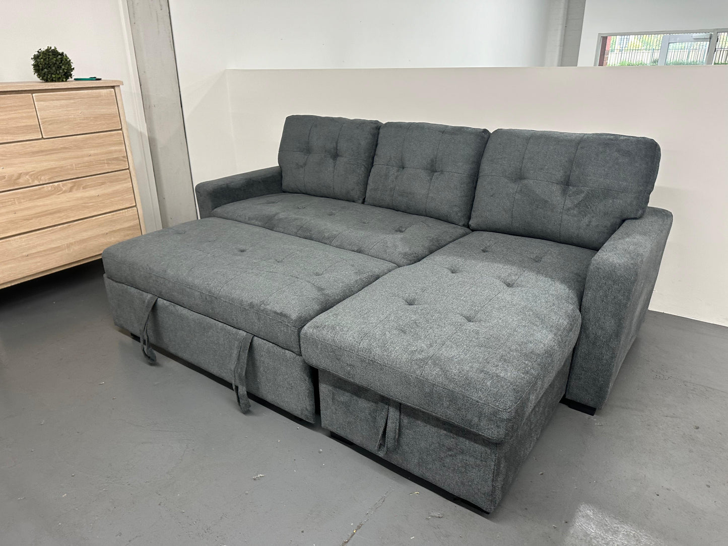 Oslo Reversible Pull-Out Sofa Bed with Storage – Charcoal Grey