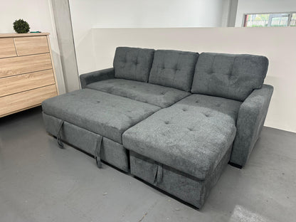 Oslo Reversible Pull-Out Sofa Bed with Storage – Charcoal Grey