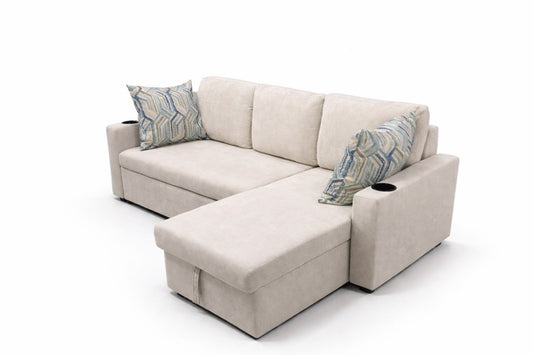 Lisa Sofa Bed with Storage (Very light grey/ Cream)