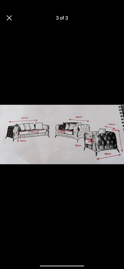 ✨ Chesterfield Velvet Sofa Set – Luxury 3 + 2 Seater Lounge Suite ✨