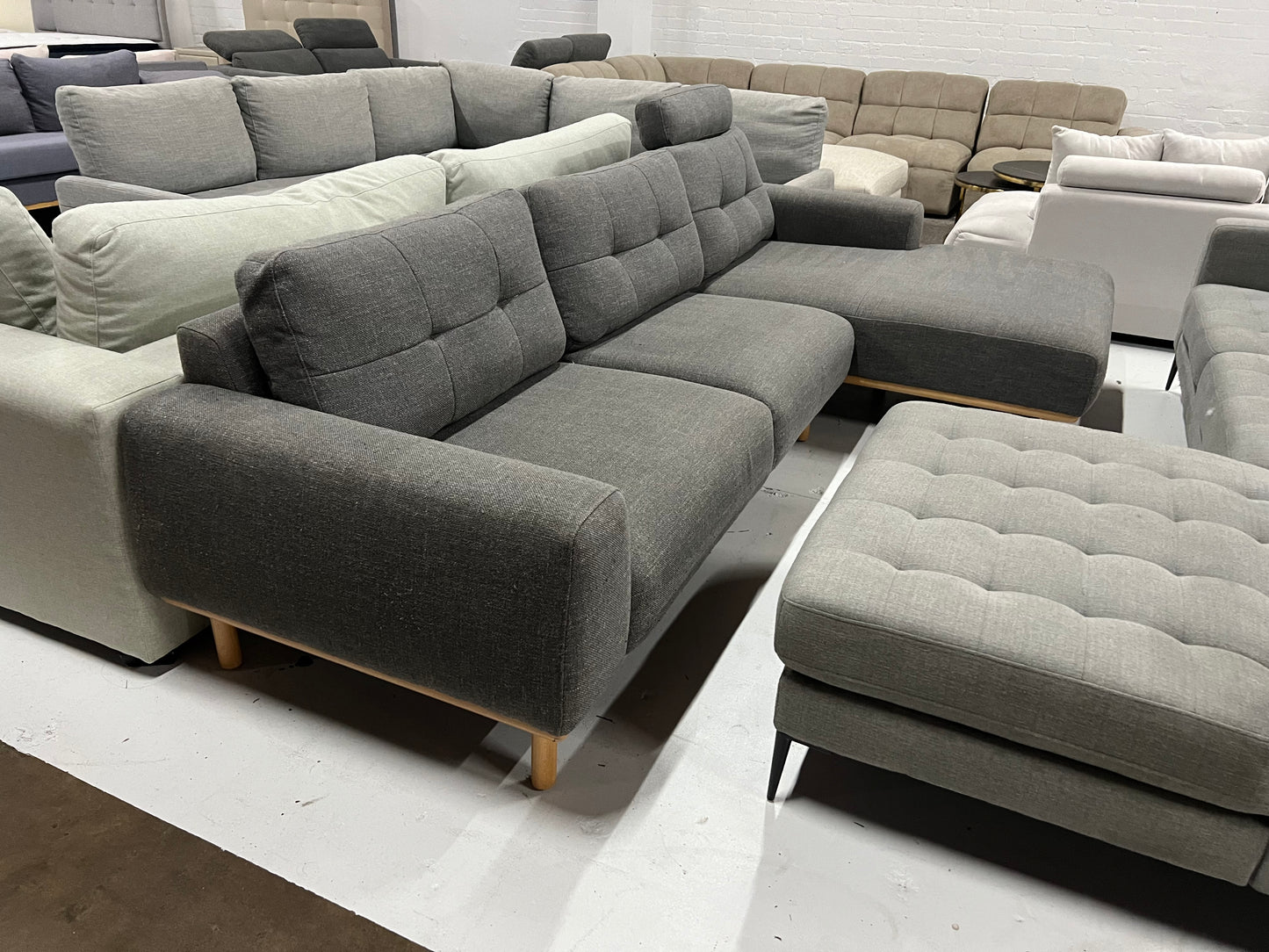 Dark grey color OzDesign chaise L shape Sofa (Pre-Owned). Perfect as new condition