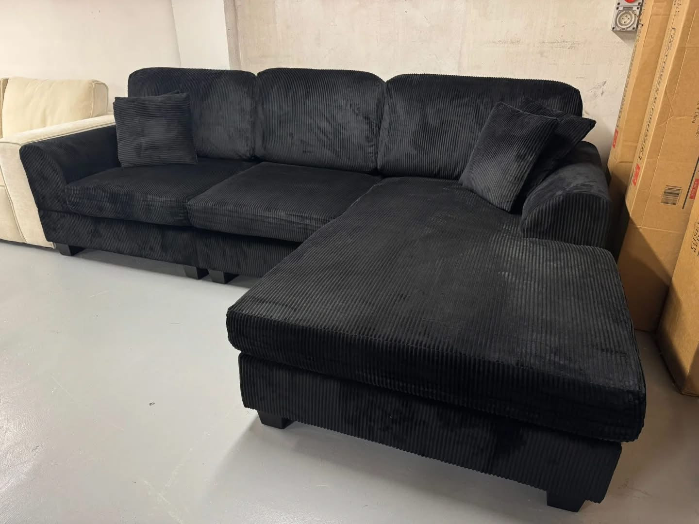 Noosa Reversible chaise corduroy sofa. Removable and washable covers