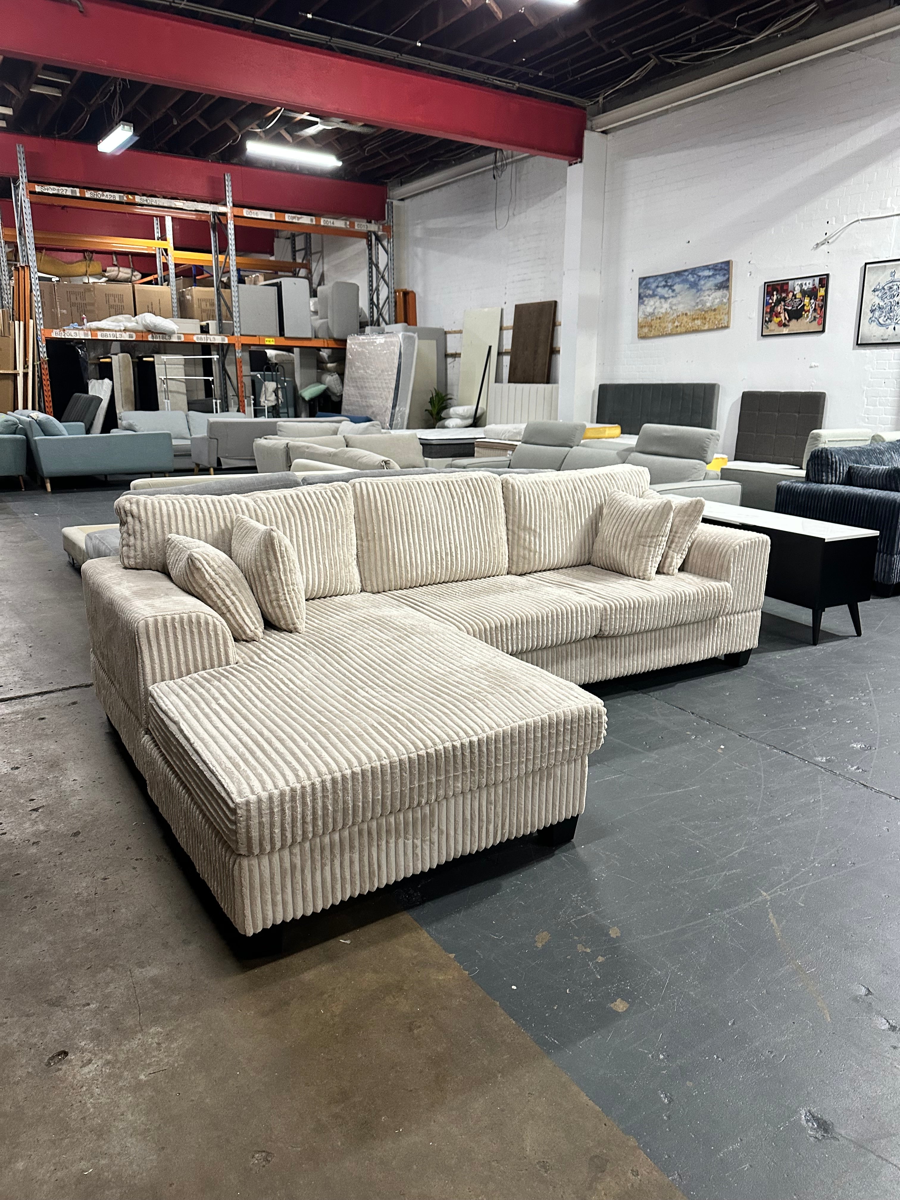 Noosa Reversible chaise corduroy sofa. Removable and washable covers