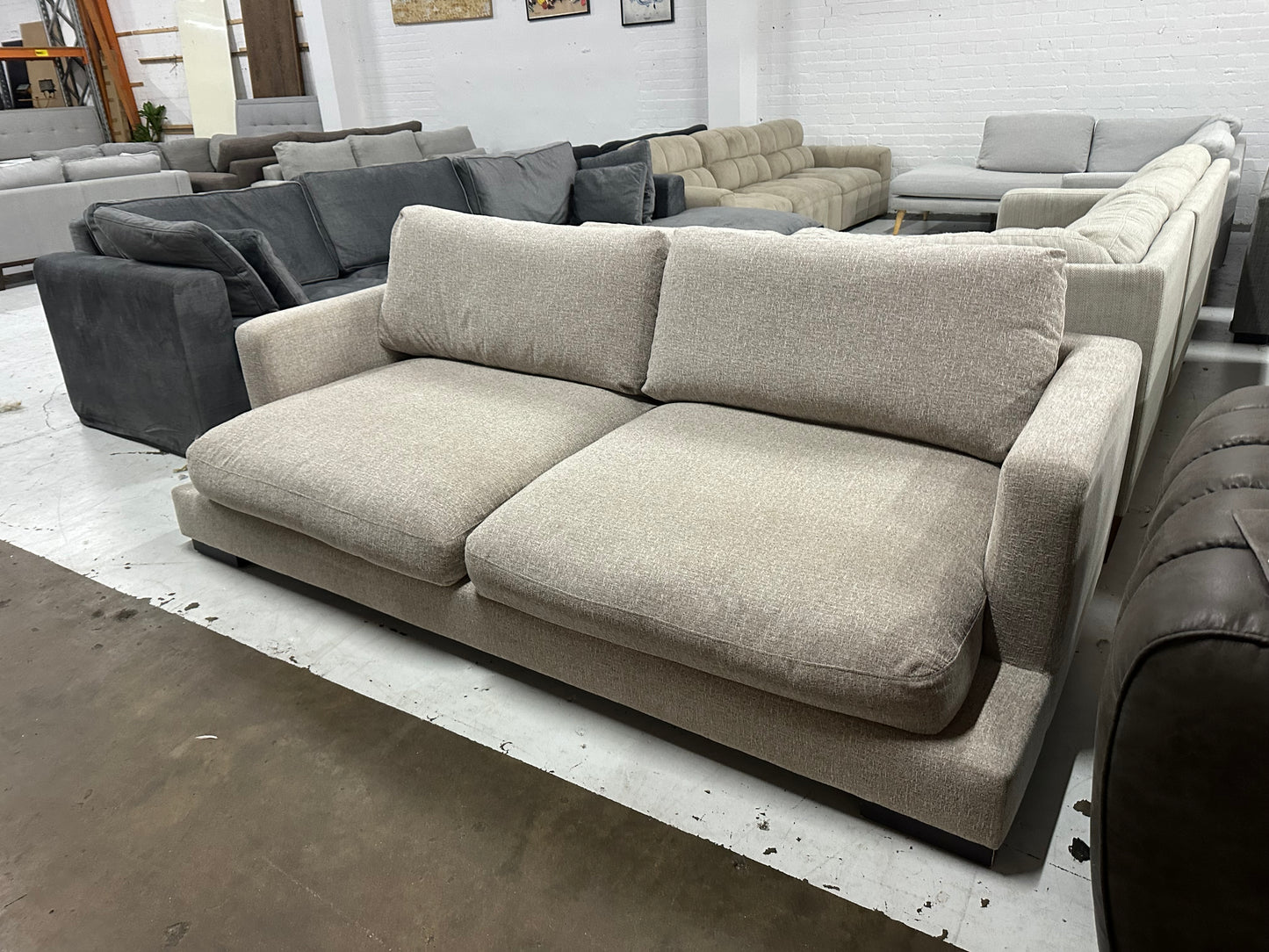 Massive deep seats 2.5 - 3 seater sofa. Feather filled cushions. Removable washable covers