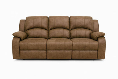 Café Mocha Comfort Duo – Techno-Fabric Recliner Sofa & 4-Seater Marble Dining Set