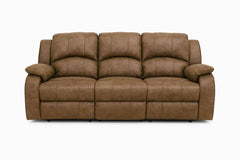 Aston Brown Techno-Fabric Manual Recliner Sofa – 3 Seater