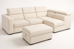 Oslo Luxe Reversible Pull-Out Sofa Bed with Adjustable Headrests & Storage – Cream Linen