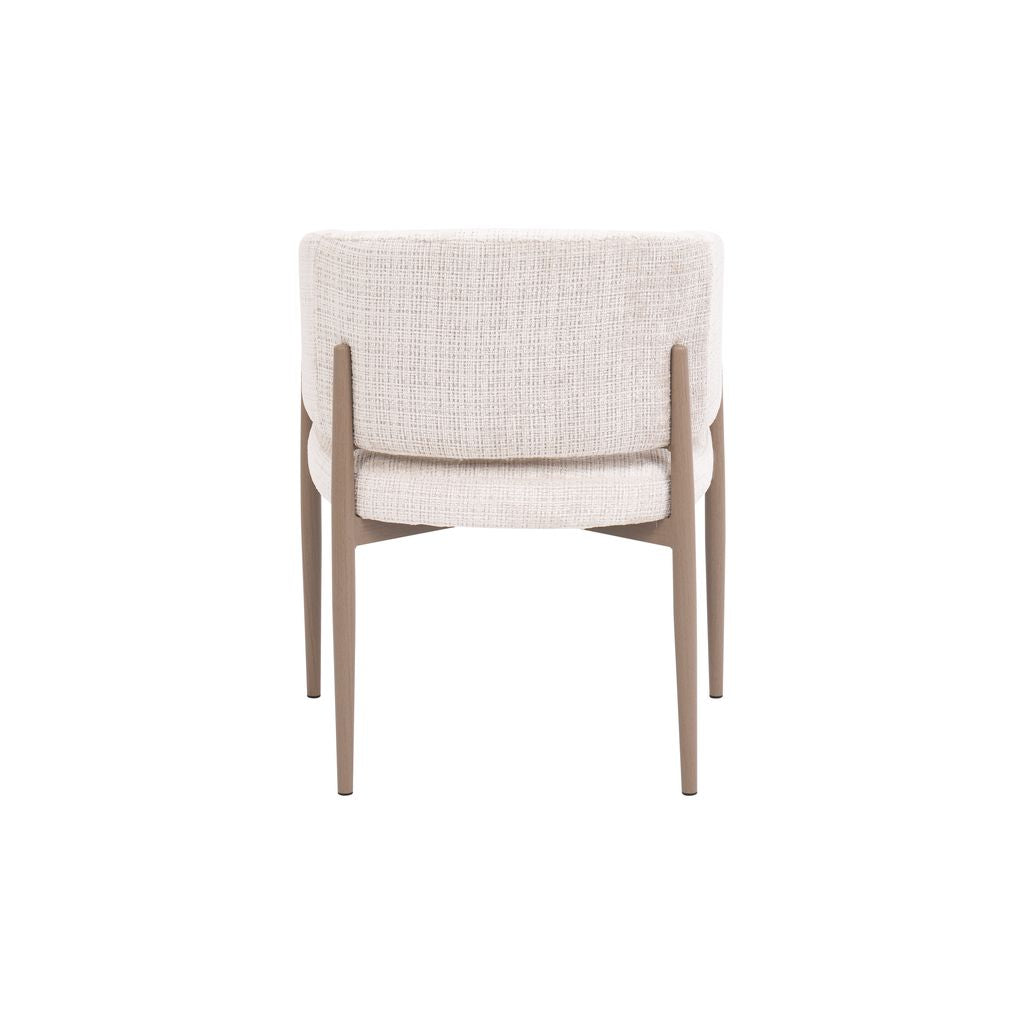 Contemporary Curved Back Dining Chair – Cream Fabric & Oak Legs