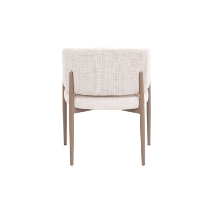 Contemporary Curved Back Dining Chair – Cream Fabric & Oak Legs