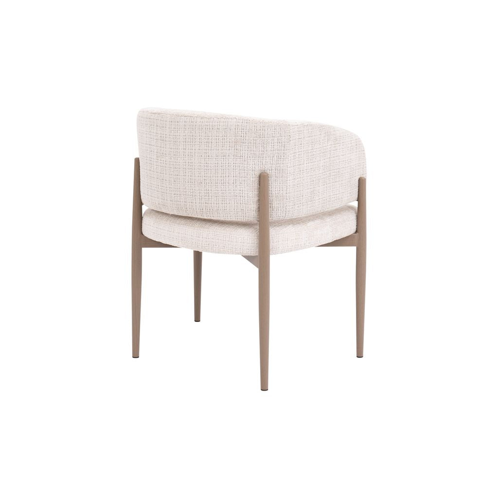 Contemporary Curved Back Dining Chair – Cream Fabric & Oak Legs