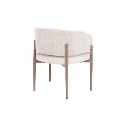 Contemporary Curved Back Dining Chair – Cream Fabric & Oak Legs