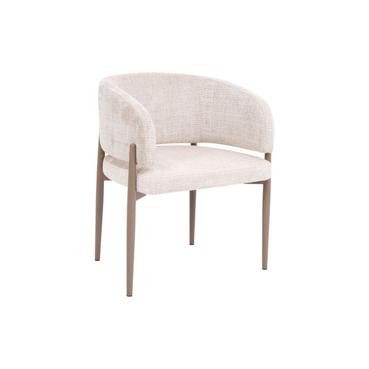 Contemporary Curved Back Dining Chair – Cream Fabric & Oak Legs