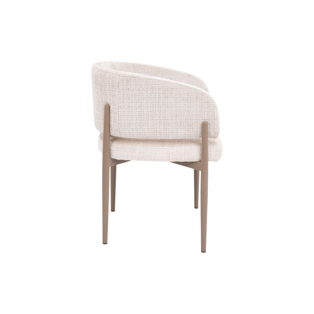 Contemporary Curved Back Dining Chair – Cream Fabric & Oak Legs
