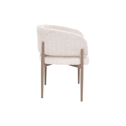 Contemporary Curved Back Dining Chair – Cream Fabric & Oak Legs