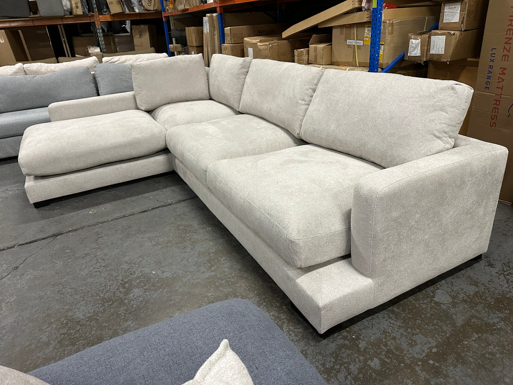 L-Shape Chaise Sofa with Pocket Spring, Foam & Feather Cushions