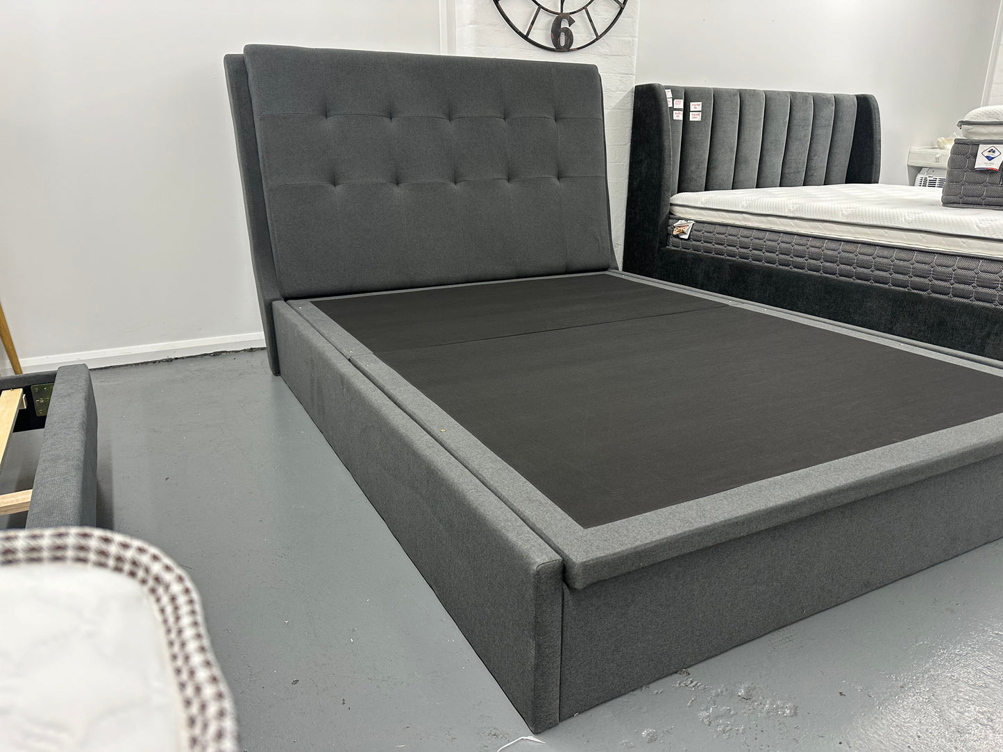 Strong Gaslift bed frame with solid base and 32cm thick top quality Firenze mattress