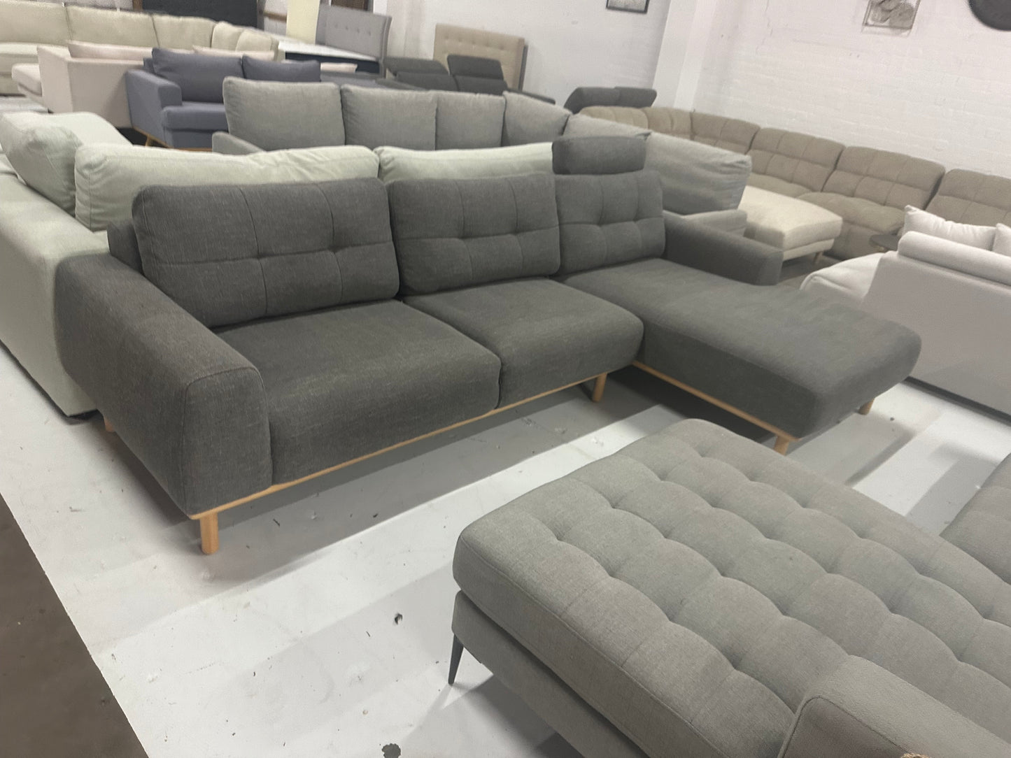 Dark grey color OzDesign chaise L shape Sofa (Pre-Owned). Perfect as new condition