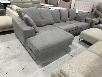 Domayne Furnitue  L-Shape Chaise Sofa – Beautiful light grey  color  | Professionally Cleaned