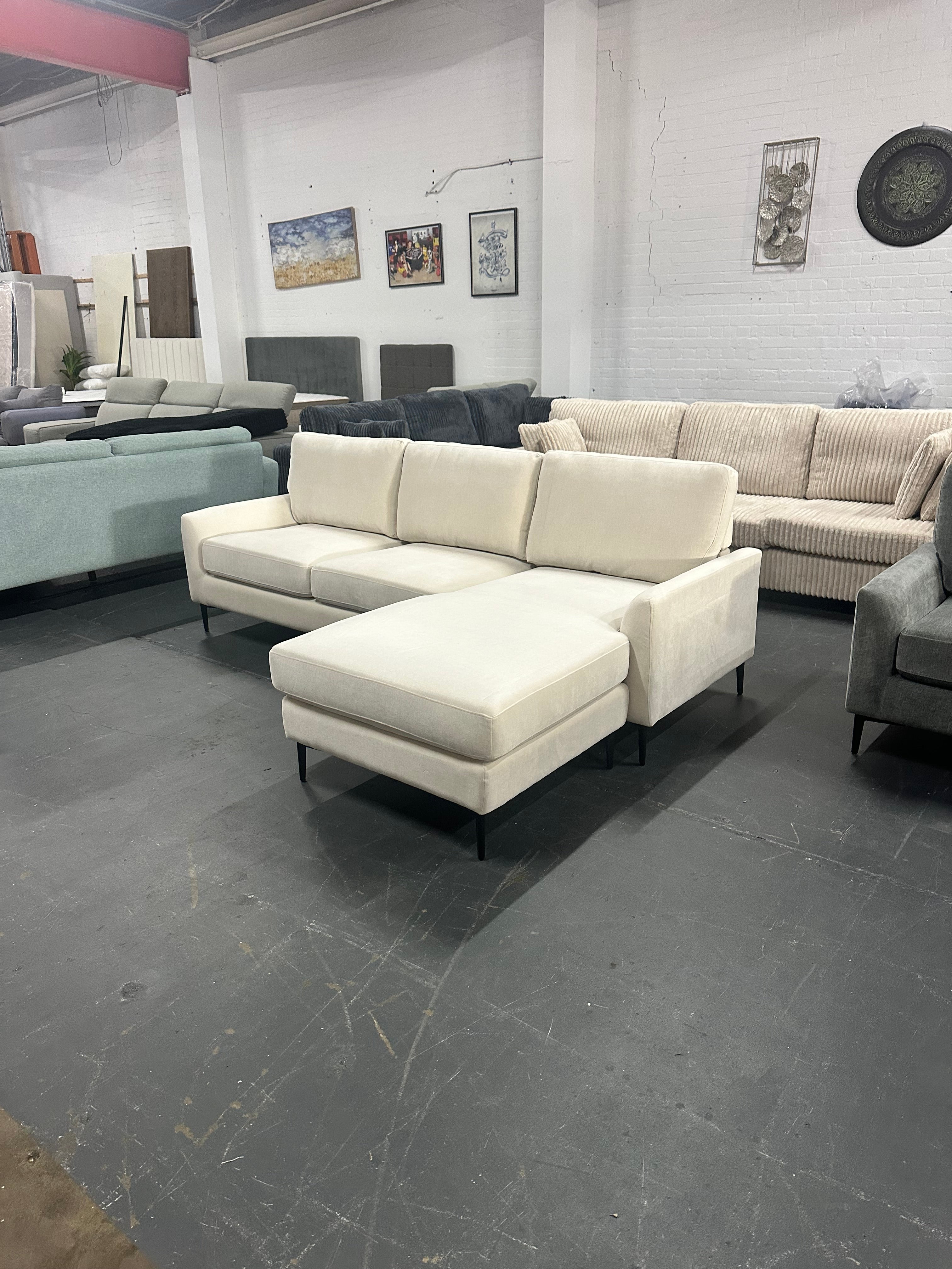 Aida Reversible Chaise Sofa – Cream