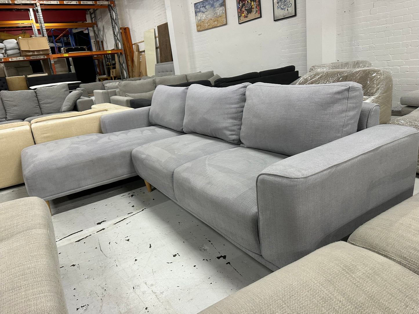 Great quality Light blue  L shape sofa. OzDesign brand.