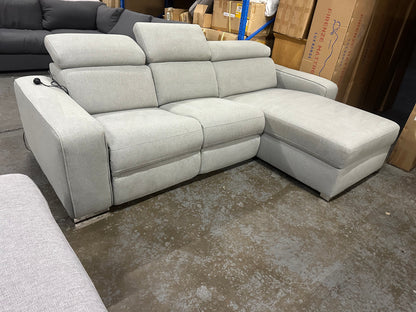 Nick Sclai Beautiful couch with super comfy seats. Light grey color. With electric recliner